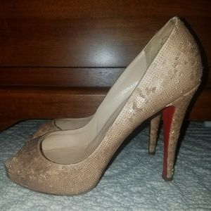 Sequin Peep Toe Heels